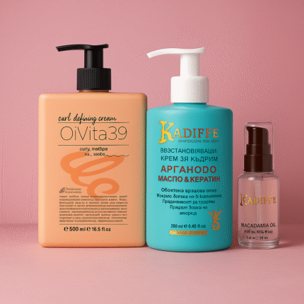 Curly Hair Pro Set – Сет за къдрици с възстановяващ крем, крем с ленено семе и масло от макадамия. Подхранени, дефинирани и блестящи къдрици.