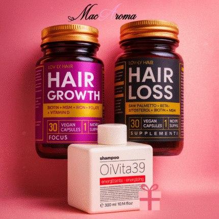 ReGrow Set -Добавка за растеж и гъста косата, 30 капсули + Добавка против косопад, 30 капсули = Енергизиращ шампоан OiVita39 300 ml