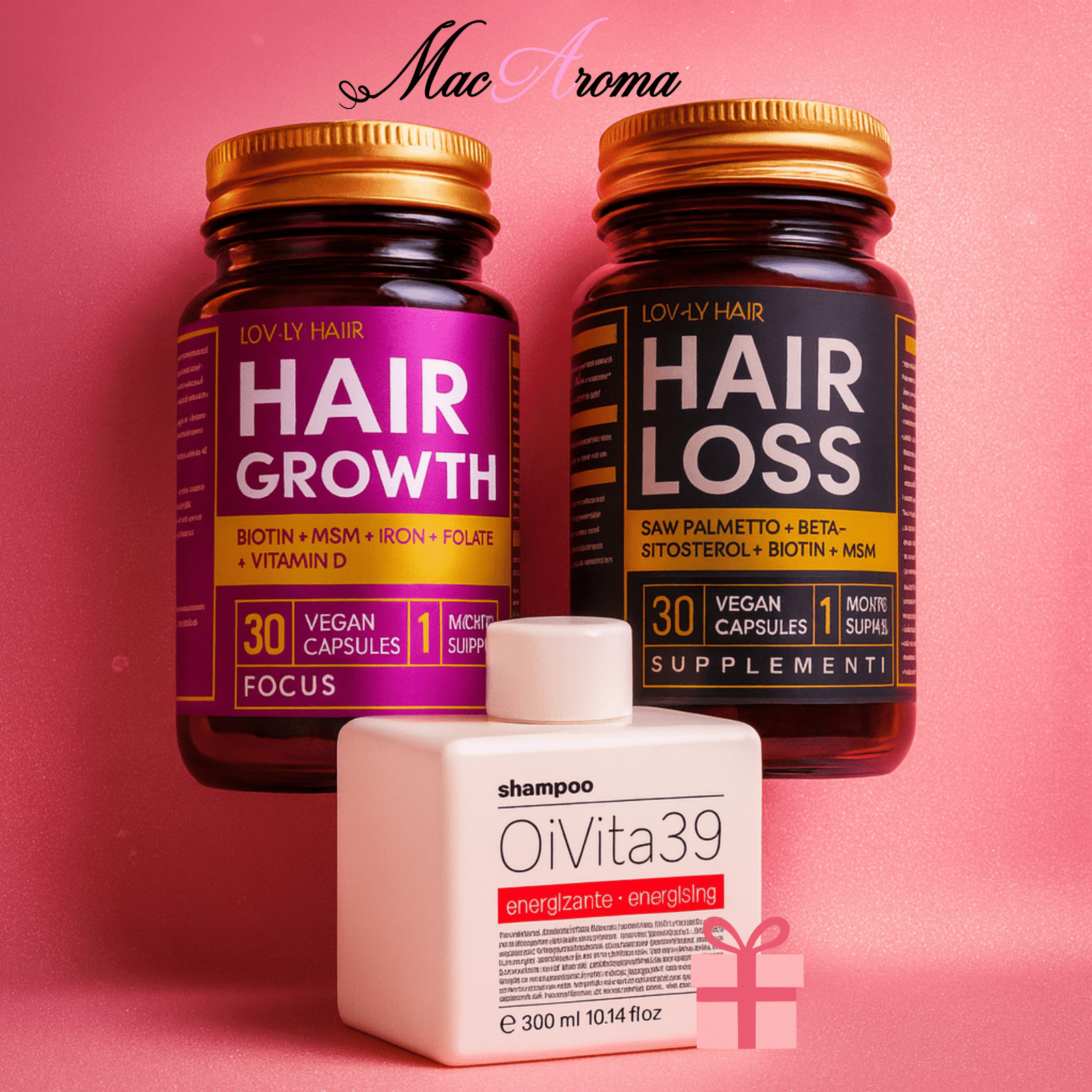 ReGrow Set -Добавка за растеж и гъста косата, 30 капсули + Добавка против косопад, 30 капсули = Енергизиращ шампоан OiVita39 300 ml ReGrow Set -Добавка за растеж и гъста косата, 30 капсули + Добавка против косопад, 30 капсули = Енергизиращ шампоан OiVita39 300 ml