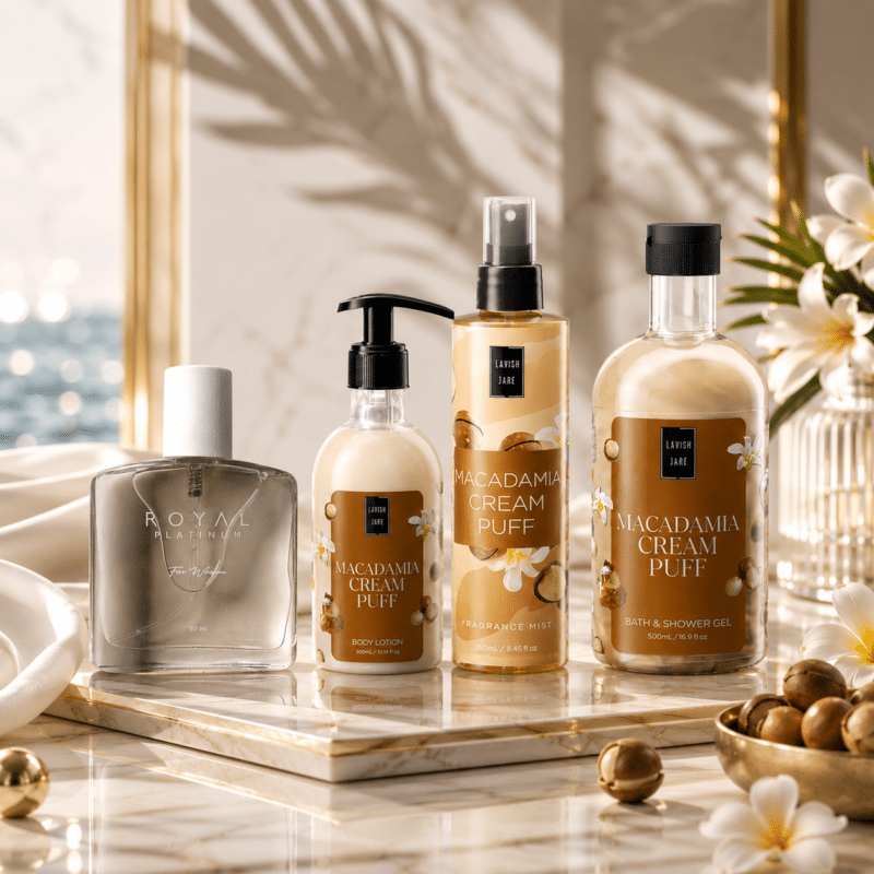Royal Platinum Bianco Latte x Lavish Care Macadamia Cream Puff Set