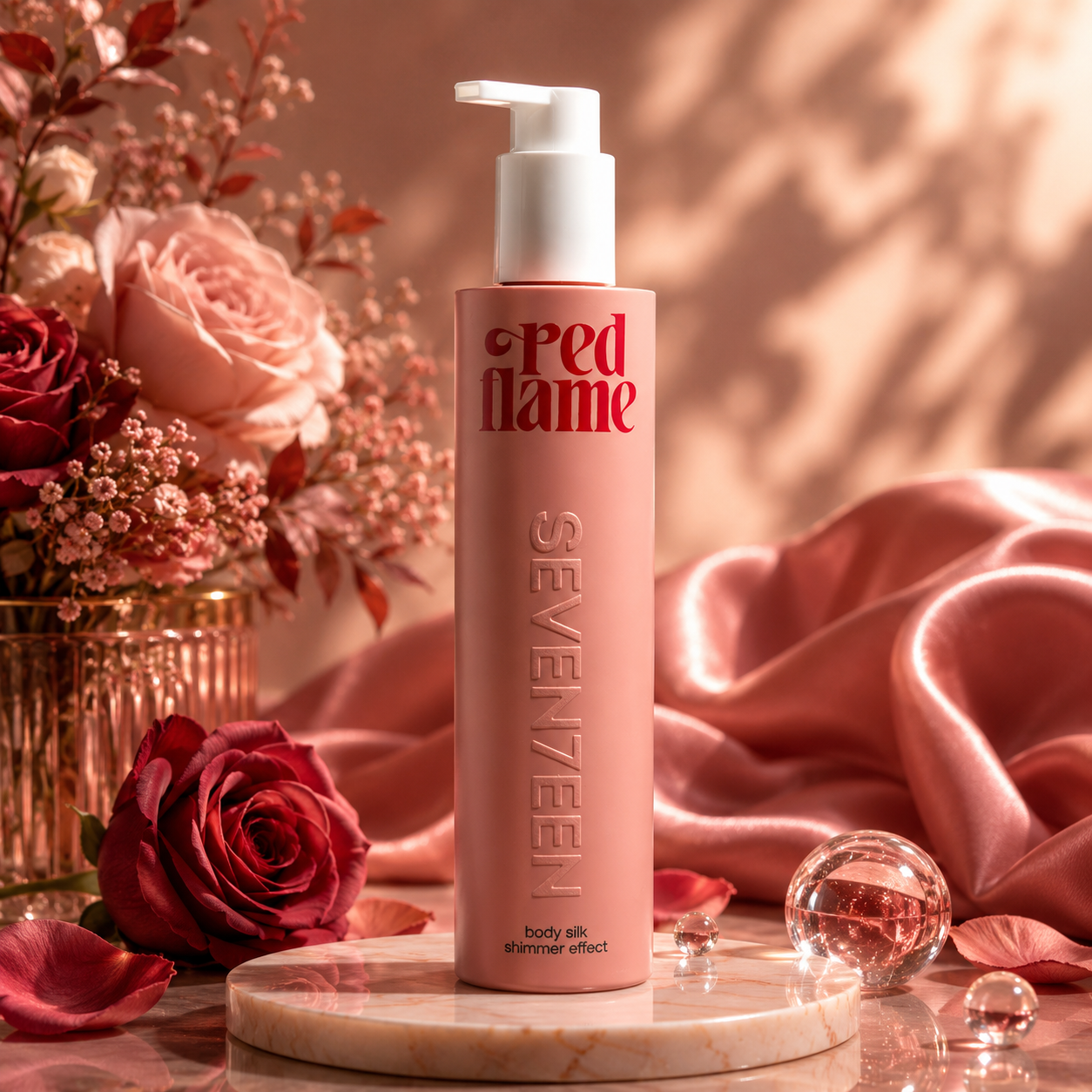 SEVENTEEN Red Flame Body Silk Shimmer Effect